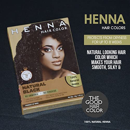 Henna Hair Color Black - Semi Permanent Powder, 30 Minute, Chemical Free