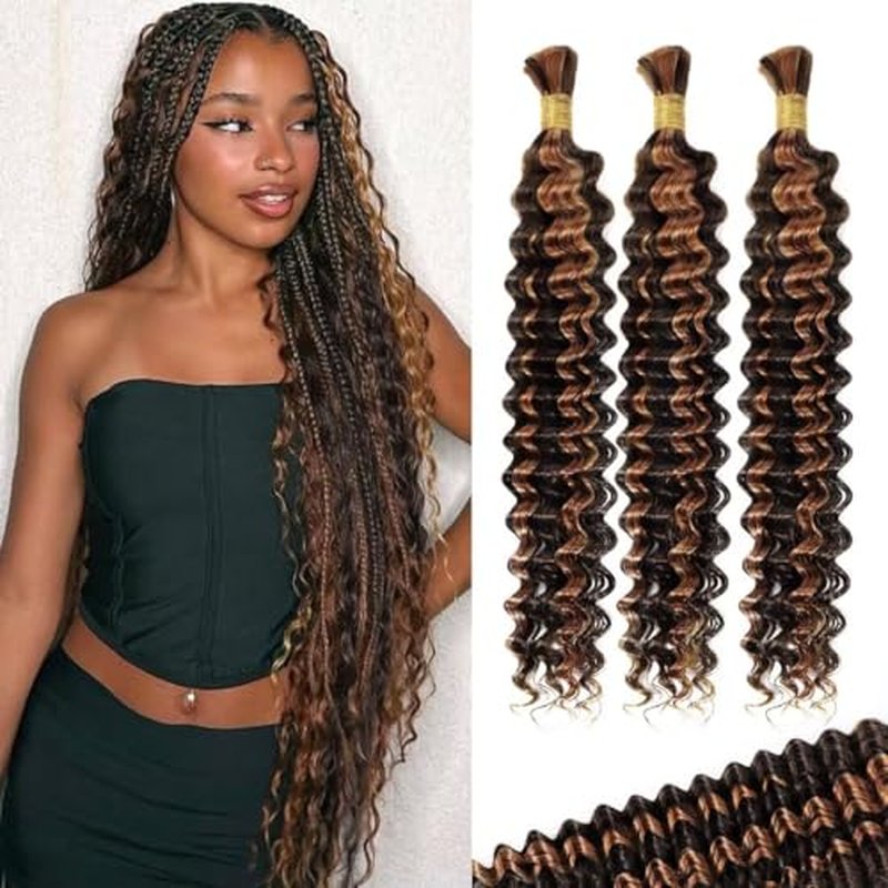 100% Virgin Brazilian Human Hair Deep Wave Braiding 18 Inch