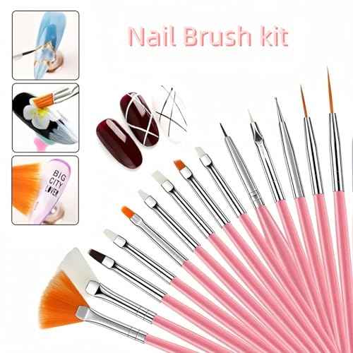 Nail Art Tools Set ? 15 Nail Art Brushes + 5 Dotting Pens with Nail Stand Holder ? Professional Nail Design Kit for DIY Manicure & Salon Use