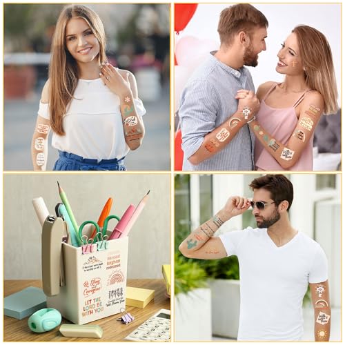 Christian Temporary Tattoos - 150+ Bible Verse Designs (6 Sheets)
