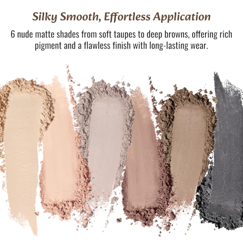 Nude Matte Eyeshadow Palette - 6 Pigmented Brown & Taupe Shades