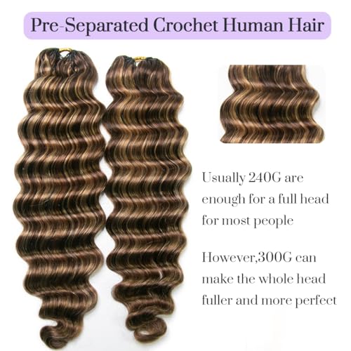 MsFan Human Hair Crochet Extensions Loose Deep Wave 4/27/30 120G 18 Inch - 100Strands