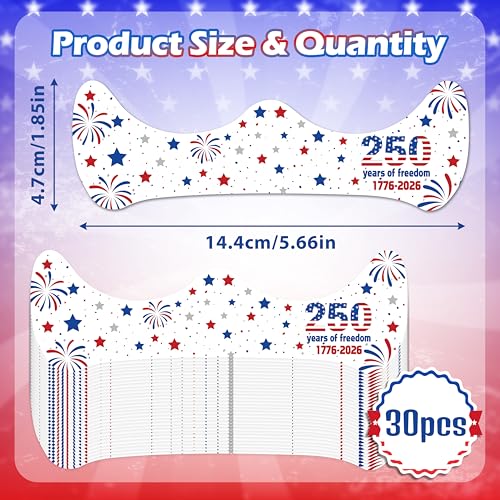 4th of July Face Tattoos - 30 Sheets Patriotic Red White Blue