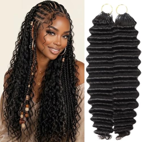 LOLly Hair 1B# 16 Inch Feather Human Crochet Hair Pre-Looped 110g Deep Wave