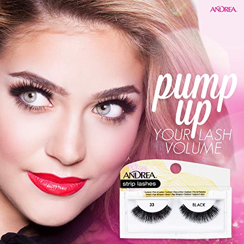 Andrea False Lashes Style 33 Black - 4 Pairs Reusable Strip Lashes