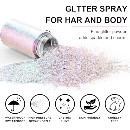 Rainbow Hair & Body Glitter Spray - Ultra Fine Shimmer