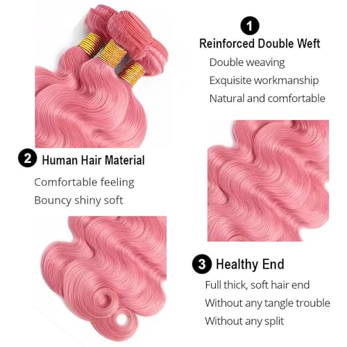 Pink Bundles Human Hair Body Wave 28 30 32 Inch FuivJuix Unprocessed