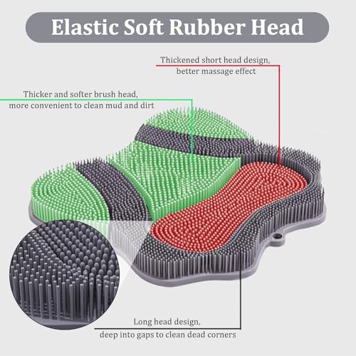 Shower Foot Scrubber Mat & Back Scrubber Set, Wall Mounted with Suction Cups for Deep Cleaning Shower Foot Back Brush Pad