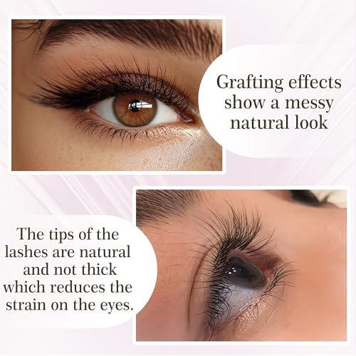 CoMango Fox EyeLashes Extension 2D Fans Flying YY Lashes Y Shaped Wispy Lashes Foy YY Lashes Mink Premade Lash Fans C/D Curly Natural Fluffy Handmade Individual Eyelash Fans(Black,2D-D-mix8-13mm)