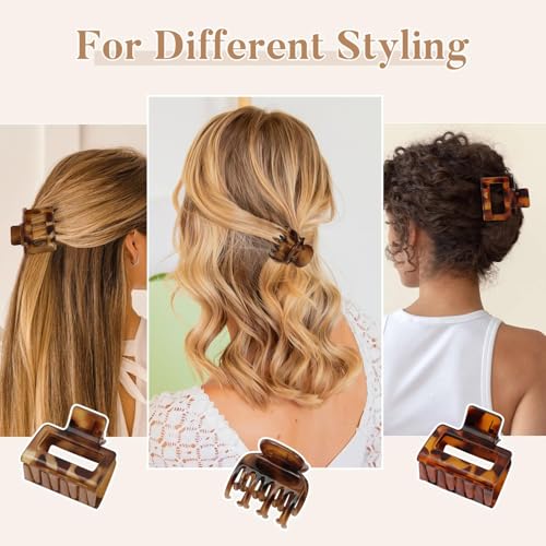 8 Pack Small Hair Clips for Women Girls, Square Claw & Stylish Hair Barrettes