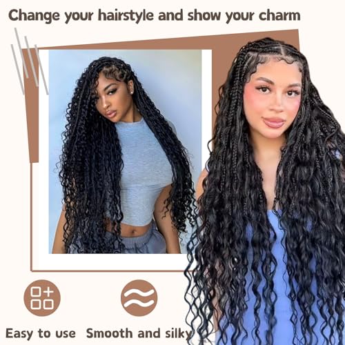 MYCNIMY Deep Wave Braiding Hair 22 Inch 2 Bundles for Boho Knotless & Braid Styles