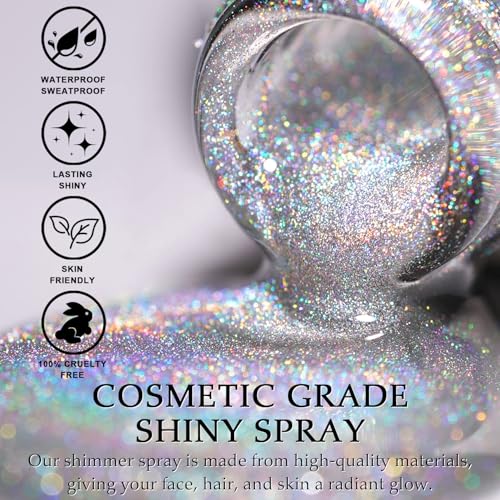 Body Glitter Spray - Rainbow Shimmer for Face, Hair & Nails