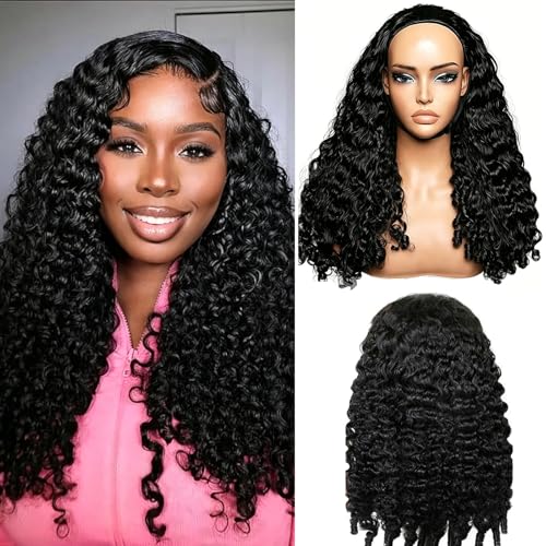Burmese Curly Half Wig Human Hair Glueless 14" | 3-in-1 Drawstring