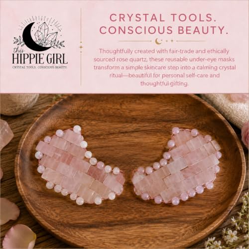 Boho Aromatic Rose Quartz Under Eye Masks - Reusable Cooling Facial Tools (2 Pieces)