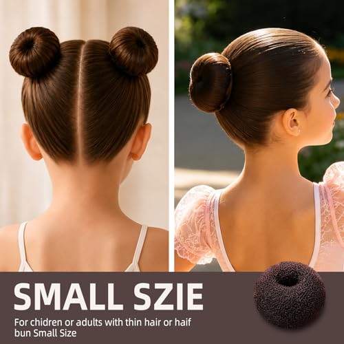 7-Pc Brown Hair Bun Maker Set w/ 4 Sizes & Bobby Pins
