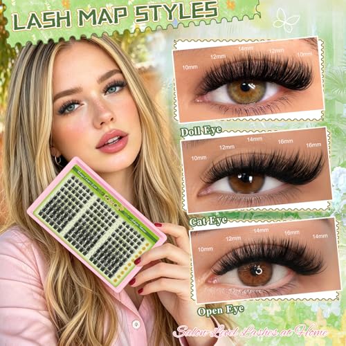 180Pcs Manga Spiky Eyelash Clusters Kit with Glue & Tools