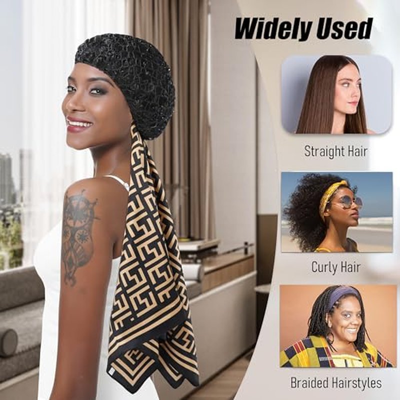 2-in-1 Silk Press Wrap Cap & Hair Net for Curly Hair