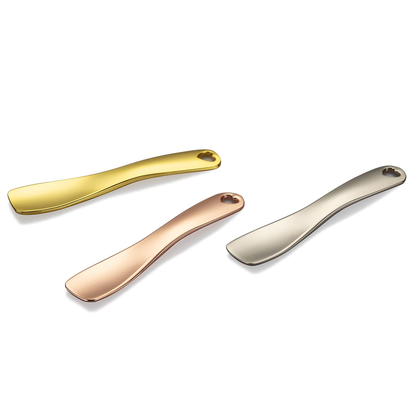 3 Pack Metal Makeup Spatula, Mini Spoon Beauty Scoop for Mixing, Facial Cosmetic, Face Mask (Silver & Gold & Rose Gold)