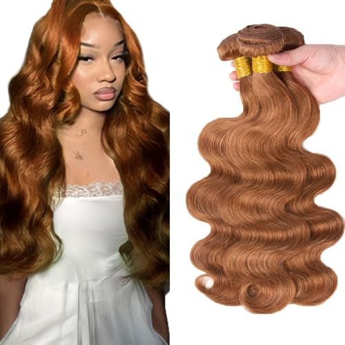 AuokMar 330g Light Brown Human Hair Bundles 24-28in Body Wave Brazilian Virgin Hair