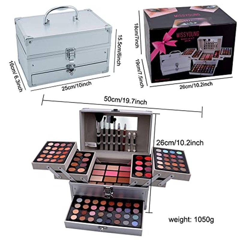 JasCherry All-in-One Makeup Box Set with Cosmetics & Brush