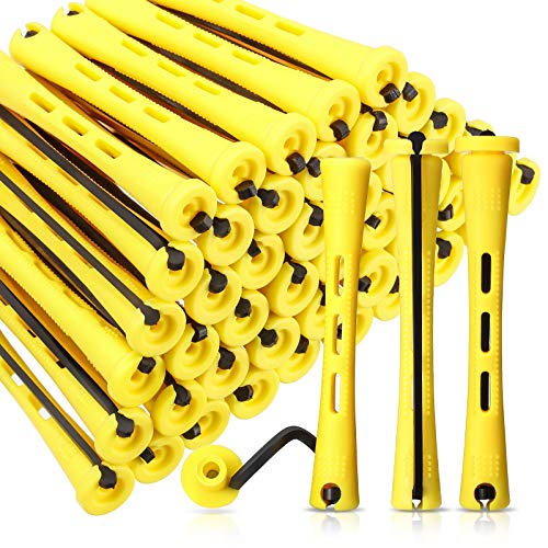60 Pcs Yellow Hair Perm Rods 0.28 Inch Curling Rollers for Styling