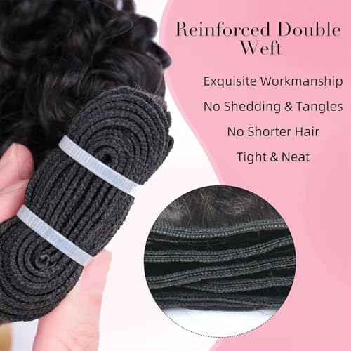 PerisModa 15A Raw Burmese Curly Bundles 100% Human Hair Bundles Pix Curly Bundles Unprocessed Human Hair Extensions 16 18 20 Inches 3PC 100% Unprocessed Virgin Water Wave Hair For Women Natural Black