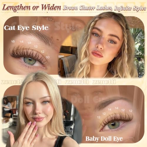 Brown Self Adhesive Lash Clusters - DD Curl Wispy Lashes