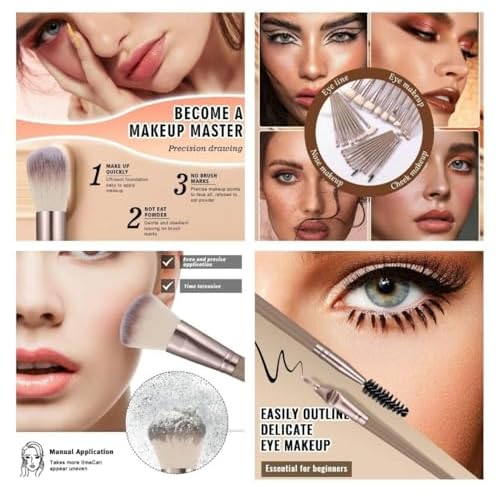 Professional Makeup Tools Set, 54pcs set Cosmetic Brush & Sponge & Puff & Headband & Brush Cleaning Bow Set,Facial Makeup & Cleaning Accessories, Makeup Products, Valentine Day Gift for her