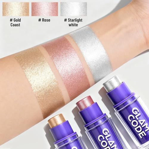Glam Code Highlighter Stick Duo - Creamy Shimmer Glow Makeup