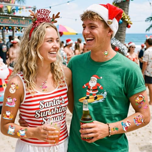 Gameza Tropical Christmas Temporary Tattoos - 200+ Pack