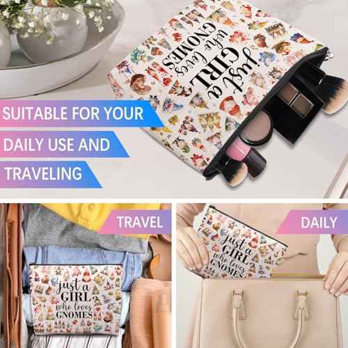 Gnomes Gifts for Women Makeup Bag, Magic Stars Gnome Birthday Gift for Women, Makeup Travel Gnomes Essentials Zipper Pouch for Friend Sister Bestie
