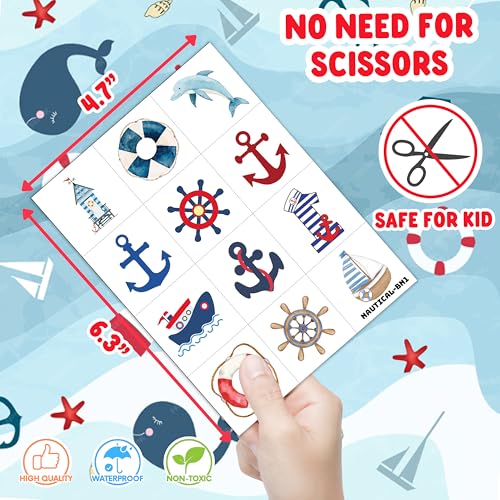 Nautical Temporary Tattoos - 96 Piece Anchor Party Favors (8 Sheets)
