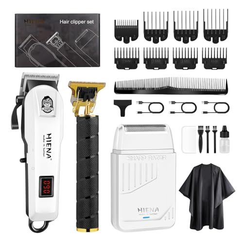HIENA PRO Professional Hair Clipper Set for Men - Rechargeable Beard & Hair Trimmer with LED Display