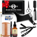 Beard Shaper for Men Beard Shaping Tools - Beard Straightener, Beard Template Guide, Professional Straight Edge Razor, Edge Blade, Barber Pencil, Beard Comb, Scissor, Gifts for Men Boyfriend Husband