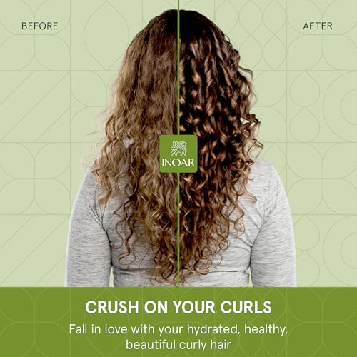 Inoar Meu Cacho Meu Crush Hair Mask with Plant-Based Collagen & Vitamin E for Deep Hydration & Curl Definition, 17.6 oz