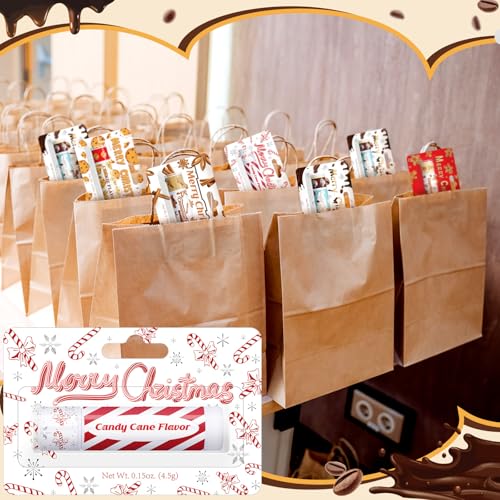 75 Pcs Christmas Lip Balms Bulk Peppermint Candy Flavor Lip Balm Holiday Gingerbread Hot Cocoa Cookie Cinnamon Flavor Christmas Party Gifts Stocking Stuffers for Women Employee Coworkers