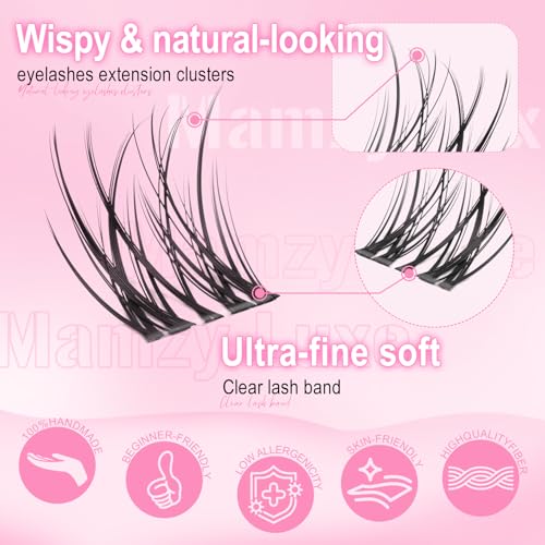 Natural Wispy Lash Clusters Kit 8-14MM with Glue & Tweezers