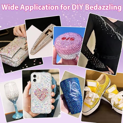 EGKamh 50,000PCS 28-Color 3mm Jelly Multicolored Rhinestones Bedazzling Kit with Glue & Tools