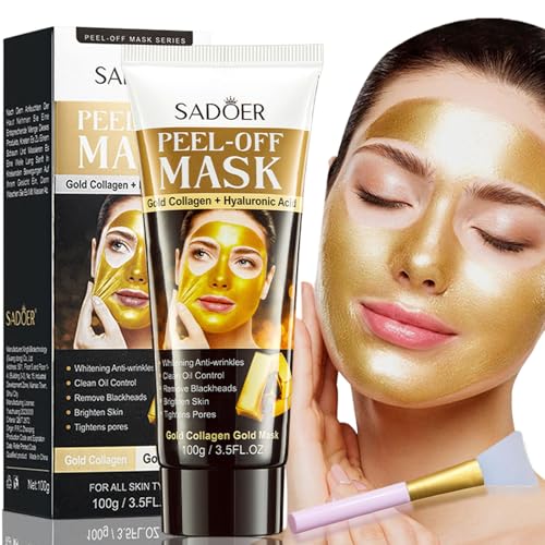 WEERSHUN Gold Peel-Off Mask, Peel Off Face Mask, Golden Exfoliating Mask, Gold Foil Peel Off Face Mask (1PCS)