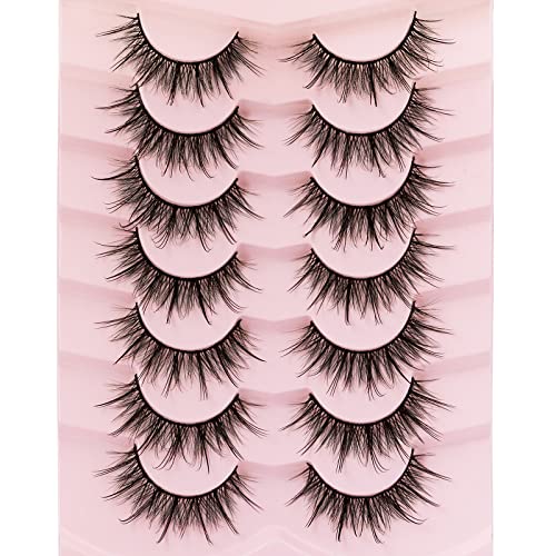 DYSILK Lashes False Eyelashes 7 Pairs Manga Lashes Natural Anime Lashes and 5 Pairs 6D lashes Faux Mink Eyelashes