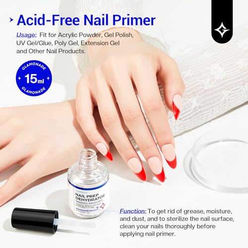 Glamonade Anti-Lifting Nail Prep Dehydrator & Acid-Free Bonder - 15ml