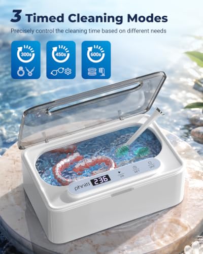 12OZ Ultrasonic Jewelry Cleaner for Watches Rings Glasses Dentures - White