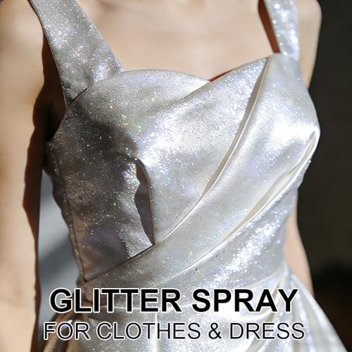 Hair Face Body Glitter Spray, 4.05 fl oz Rainbow Silver Holographic Glitter Hairspray Shimmer Makeup for Women, Quick Drying Long-Lasting Glitter Spray for Rave Accessories