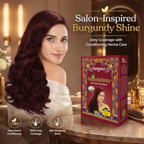 Kangana Burgundy Henna Hair Dye Powder | 100% Grey Coverage