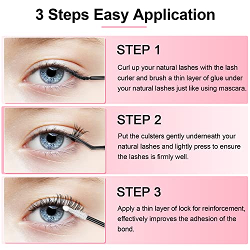 Fenshine Cluster Eyelash Extensions, 280pcs 40D, 0.07 D Curl 13mm Natural False Eyelashes, Soft Individual Lashes DIY Extension