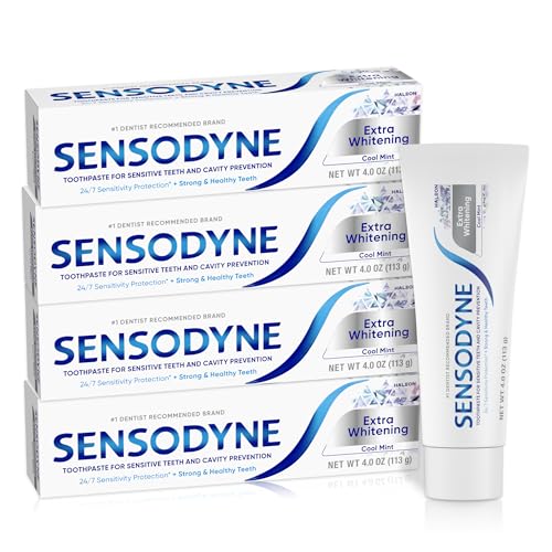 Sensodyne Extra Whitening Sensitive Toothpaste, Cool Mint (4 oz, Pack of 4)