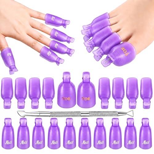 Makartt Reusable Gel Nail Polish Remover Clips Set with Cuticle Pusher
