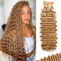 27" Blonde Boho Human Hair for Braiding - 120g Deep Wave