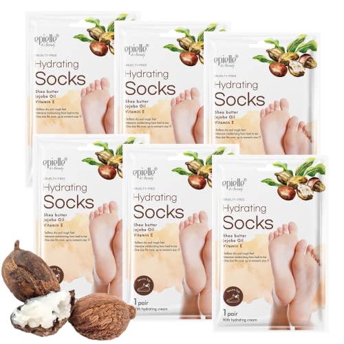 Epielle Hydrating Foot Mask Socks (6 Pairs) - Shea Butter & Jojoba Oil