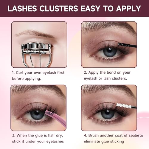Lash Clusters Kit, 640 Pcs, 9-16mm D Curl with Bond & Seal